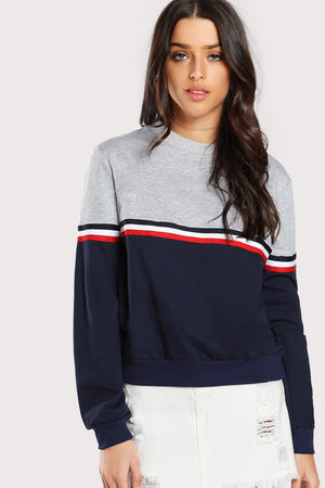 Striped Two Tone Sweatshirt