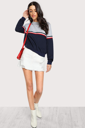 Striped Two Tone Sweatshirt