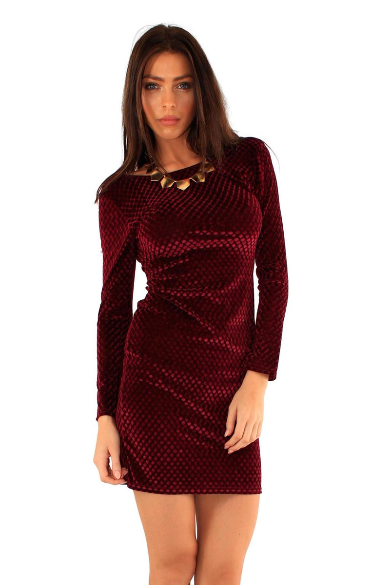 Wine Velvet Dress