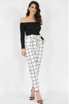 White Checked Cigarette Trousers
