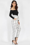 White Checked Cigarette Trousers