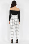White Checked Cigarette Trousers