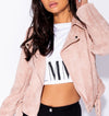 Faux Suede Dusty Pink Biker Jacket