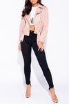 Faux Suede Dusty Pink Biker Jacket