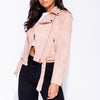 Faux Suede Dusty Pink Biker Jacket
