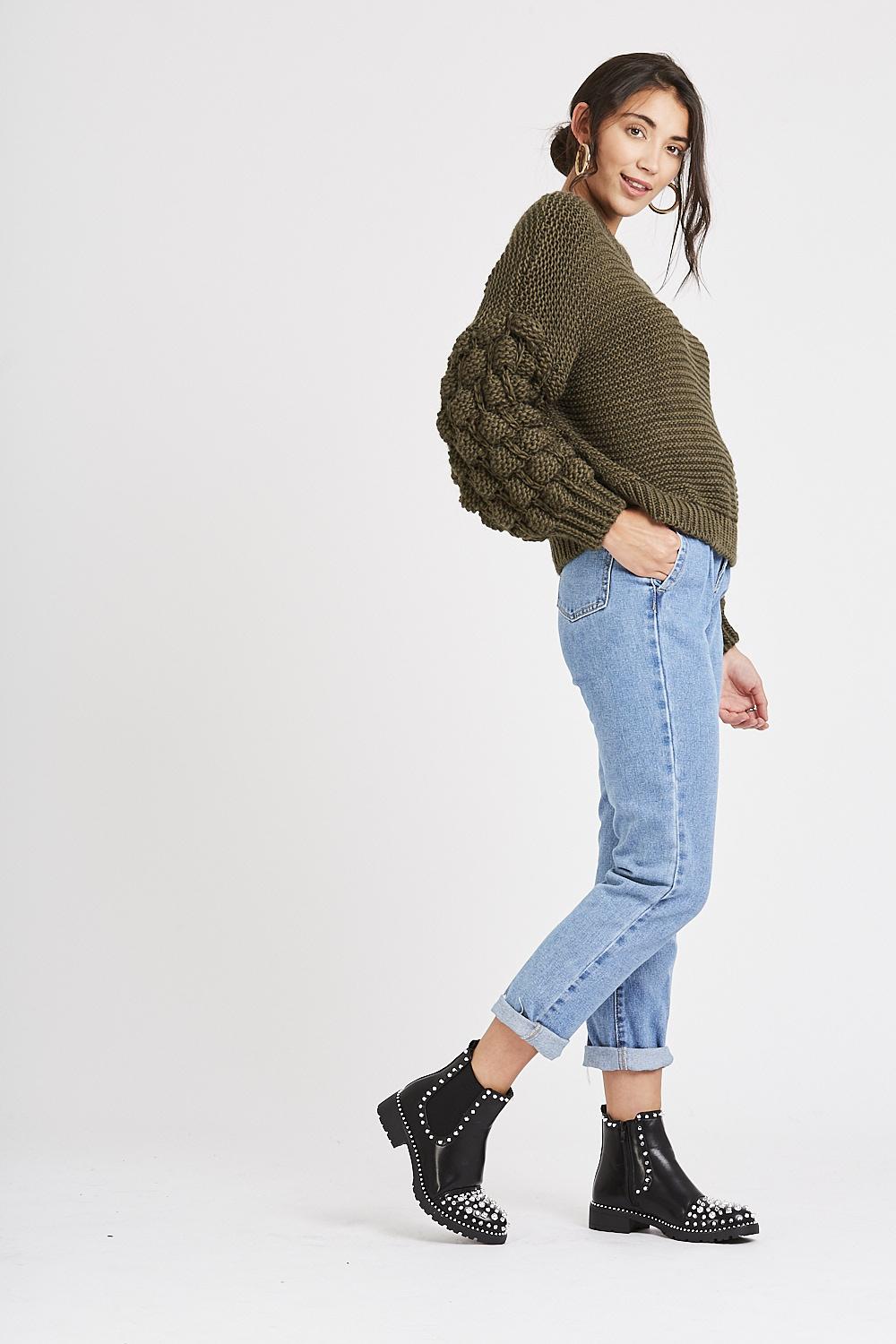 Cassie Khaki Knit Jumper