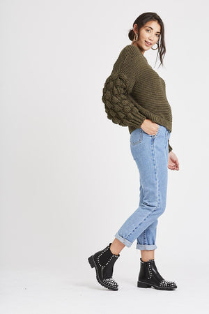 Cassie Khaki Knit Jumper