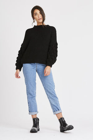 Faye Black Cable Knit Jumper