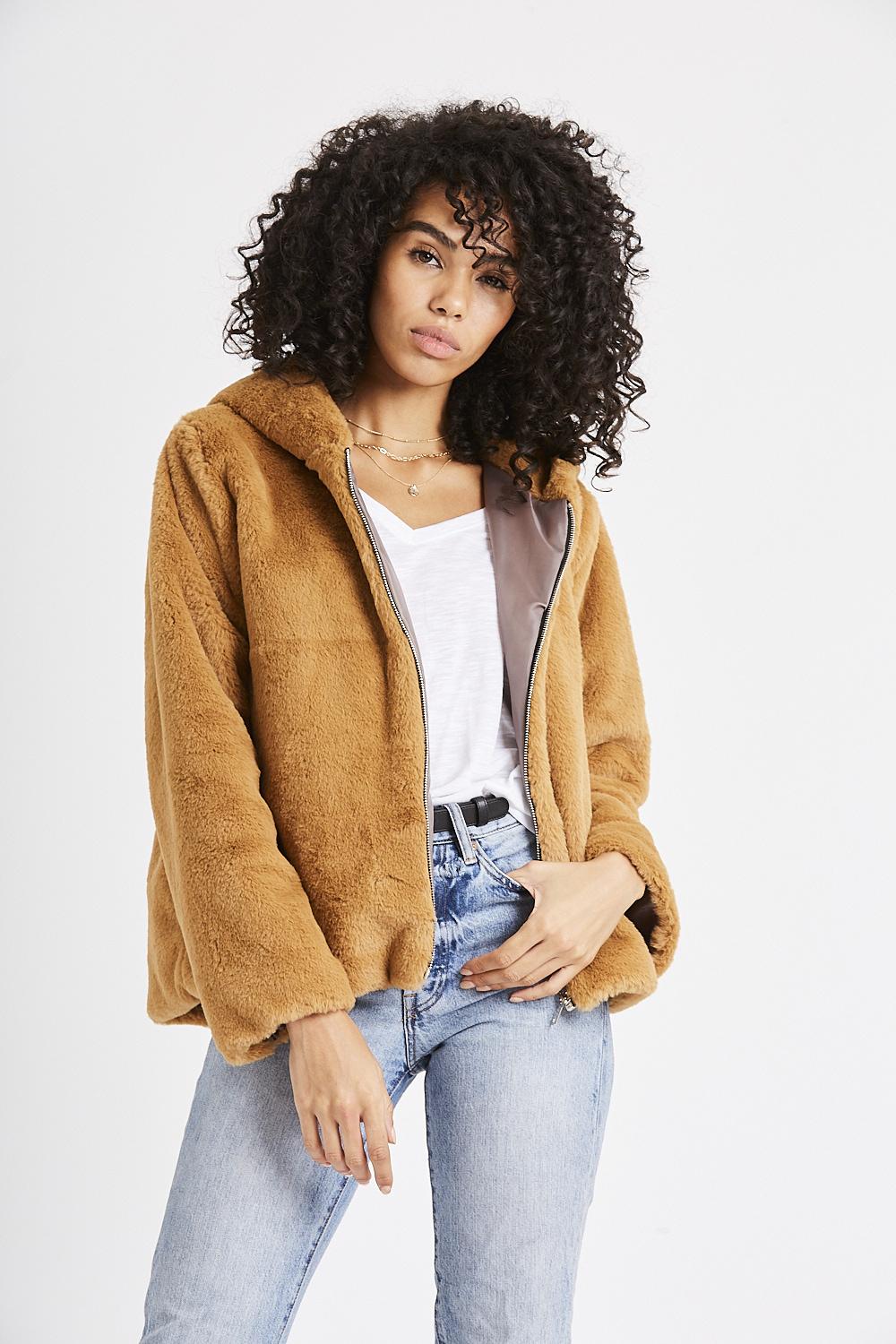 Olivia Camel Hooded Jacket
