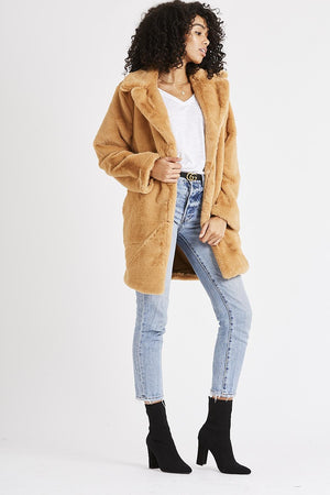 Oversized Camel Teddy Coat