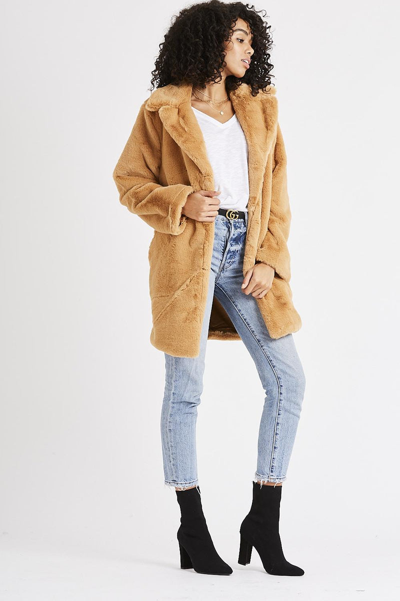 Oversized Camel Teddy Coat