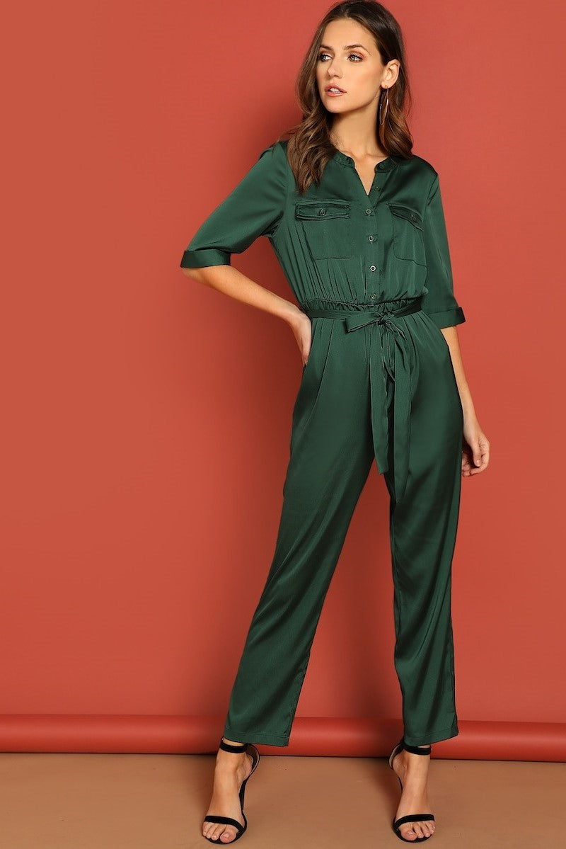 Karla Silk Shirt Jumpsuit
