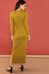 Jess Twist Front Split Long Dress