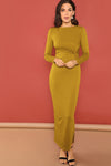 Jess Twist Front Split Long Dress