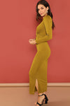 Jess Twist Front Split Long Dress