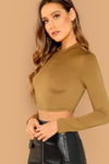 Camel Slim Fit Crop Top