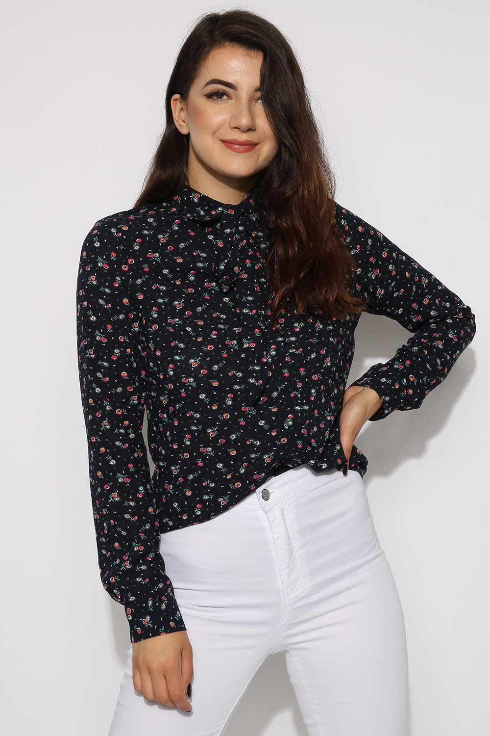Floral Bow Tie Shirt