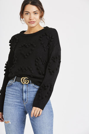 Heart Knit Jumper Black