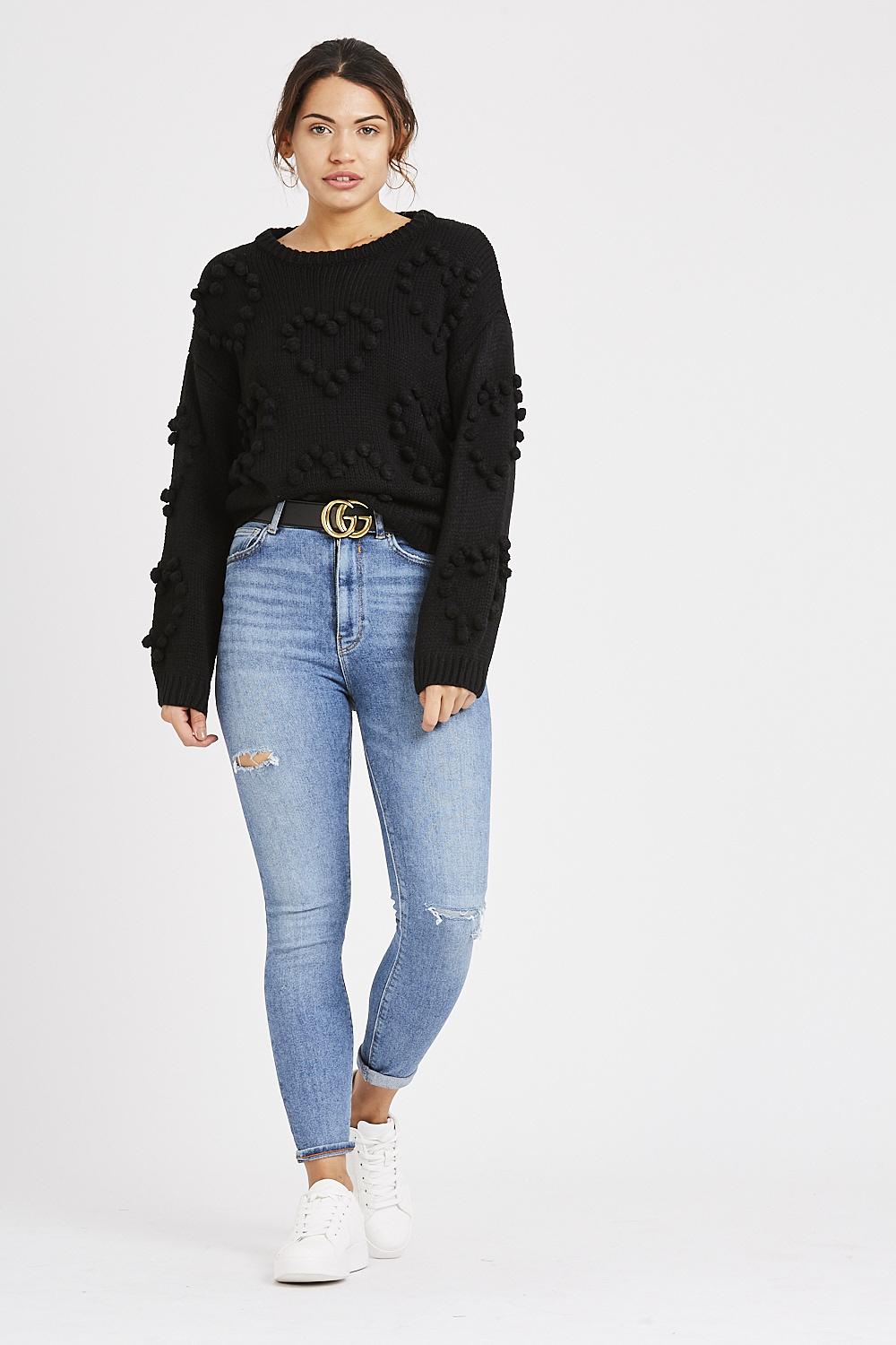 Heart Knit Jumper Black