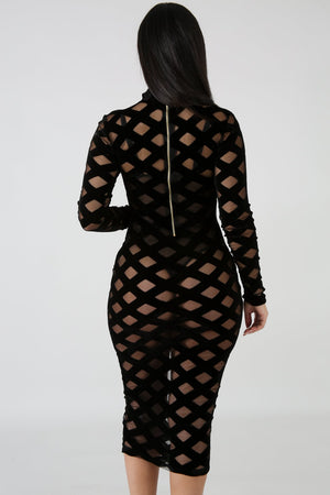 Diamond Velvet Fitted Dress