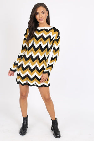 Mustard Knitted Jumper Dress