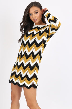 Mustard Knitted Jumper Dress