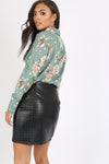 Green Floral Wrap Bodysuit