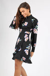 Daisy Black floral High Neck Dress