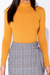 Tara High Neck Bodysuit- Mustard