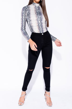 Kay's Snake Print Bodysuit