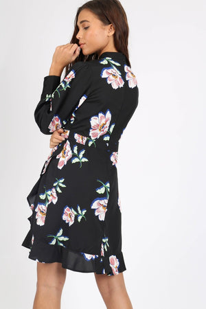 Daisy Black floral High Neck Dress