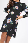 Daisy Black floral High Neck Dress