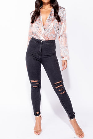 Charcoal Ripped High Waist Jeggings