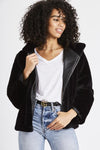 Faux Black Hooded Jacket