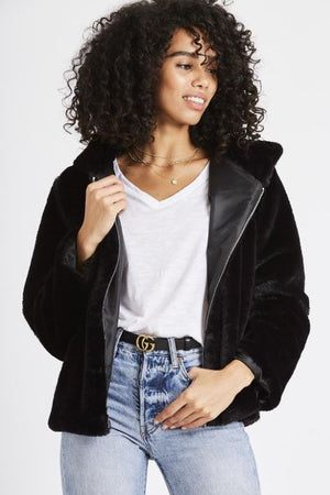 Faux Black Hooded Jacket