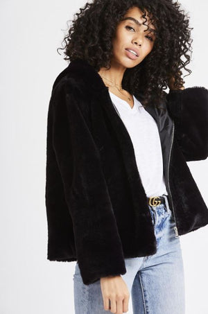 Faux Black Hooded Jacket