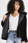 Faux Black Hooded Jacket