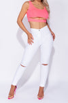 Skinny High Waist Knee Ripped Jeggings