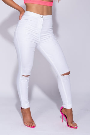Skinny High Waist Knee Ripped Jeggings
