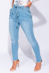 PaperBag Waist Self Belt Stretch Skinny Jeans
