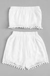 White Pom Pom Co-ord Set
