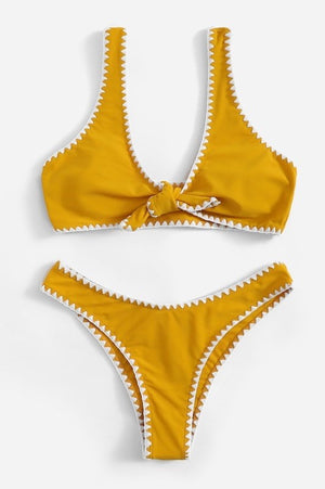 Mara Mustard Knot Tie Bikini Set