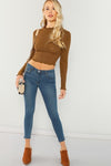 Breeny Brown Ruffle Neck Top