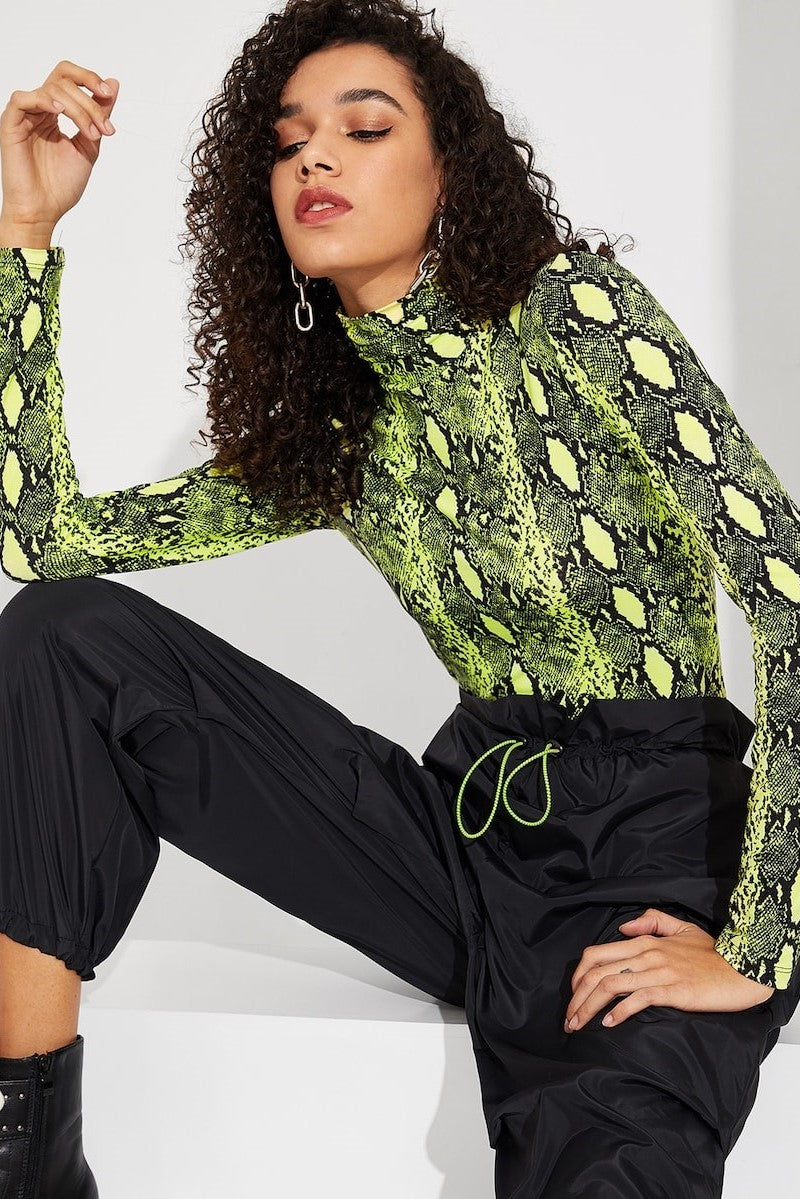 Neon Snakeskin Print Top