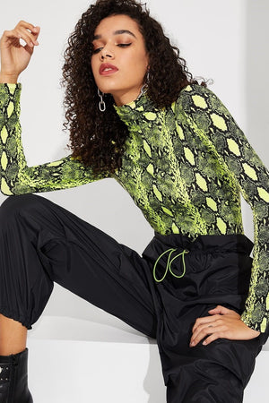 Neon Snakeskin Print Top