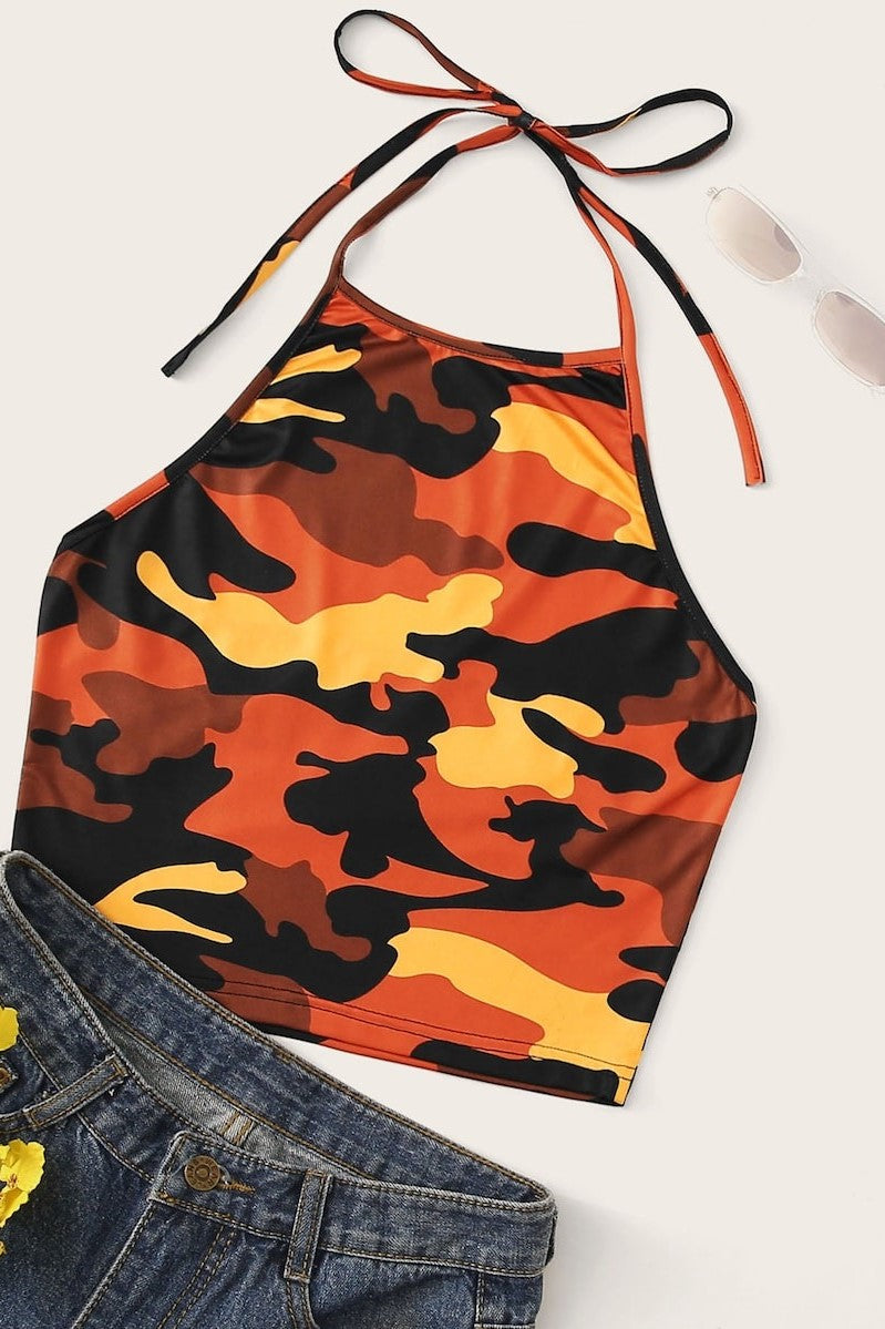 Ceri Camouflage Print Top