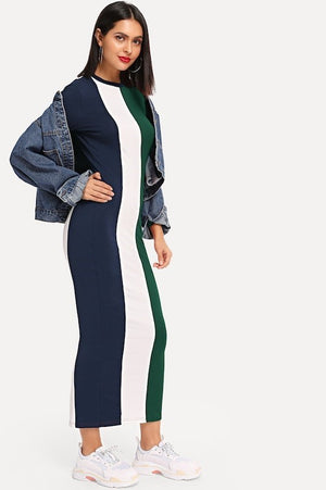 Striped Bodycon Maxi Dress