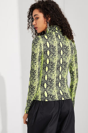 Neon Snakeskin Print Top