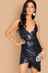 Rita Navy Cross Back Sequin Dress