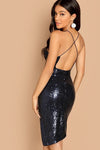 Rita Navy Cross Back Sequin Dress